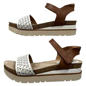 Joseph Seibel Clea White Perforated Leather Comfort Platform Sandals Size 8-8.5